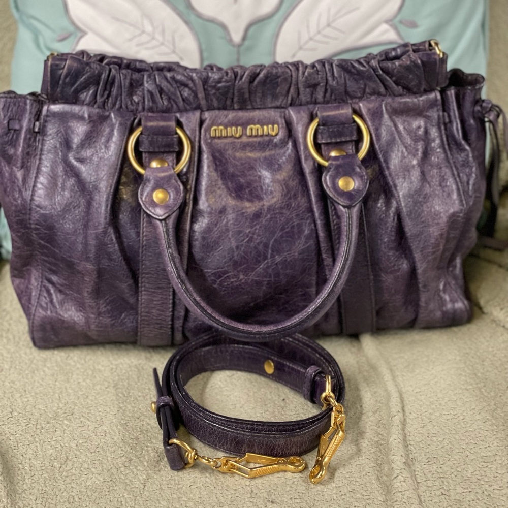 SOLD ALREADY! Miu Miu 2 way crossbody bag top handle nice rugged rustic look..
